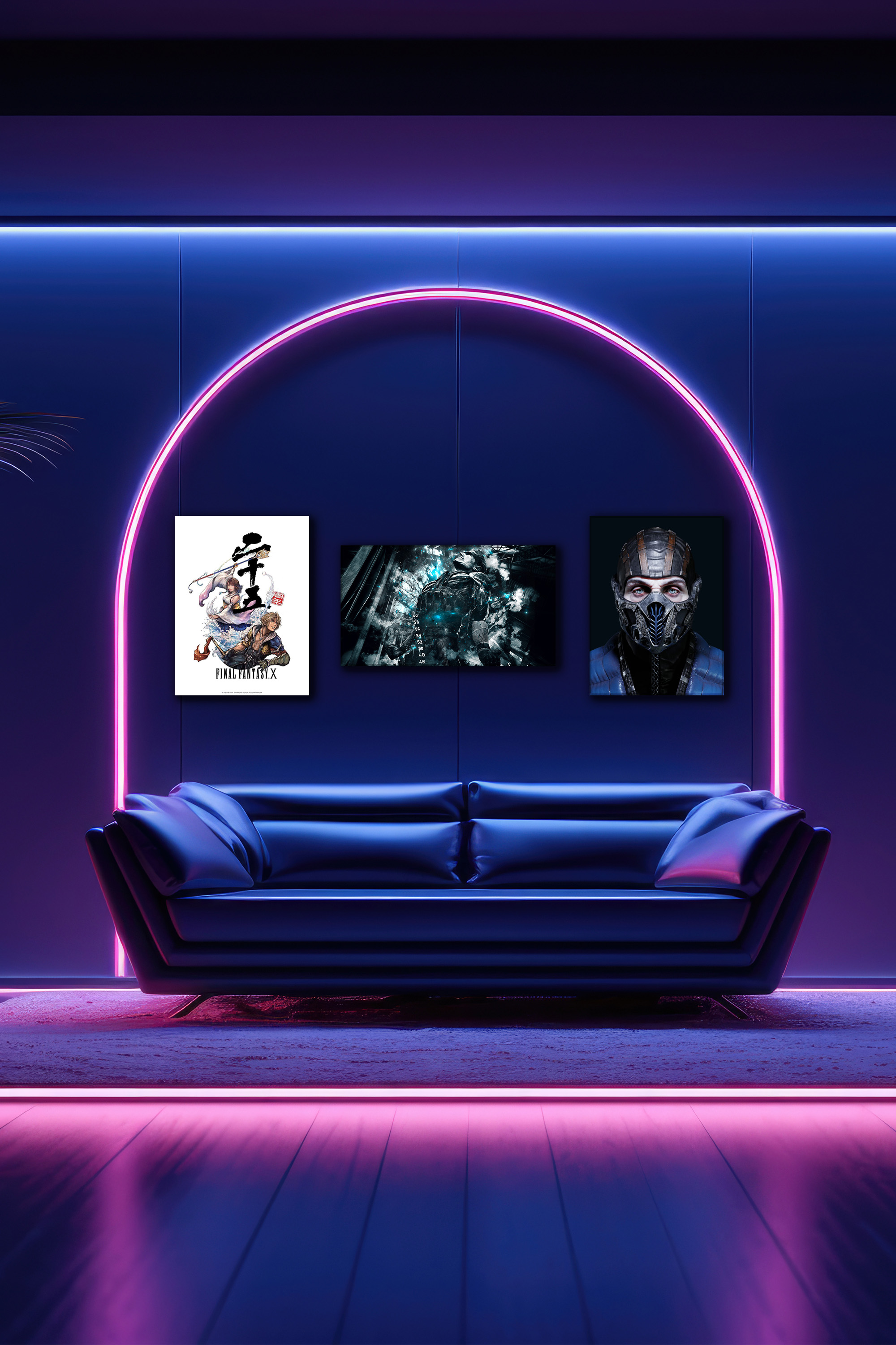 Titan Forge gaming metal panels displayed on a wall at real scale